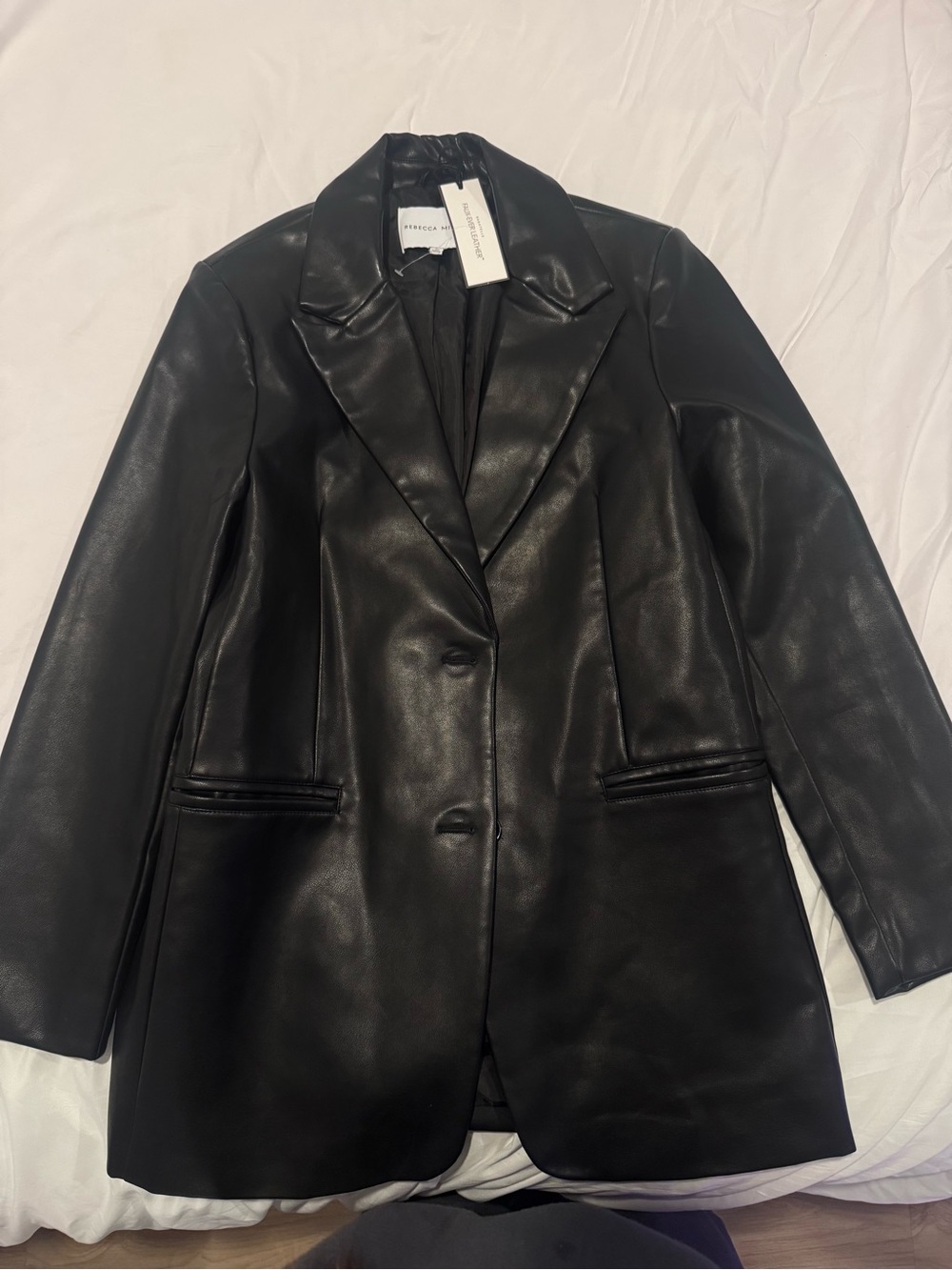 Rebecca Minkoff Black Faux Leather Blazer Jacket